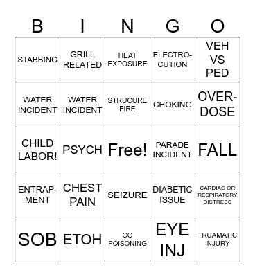 LABOR DAY BINGO Card