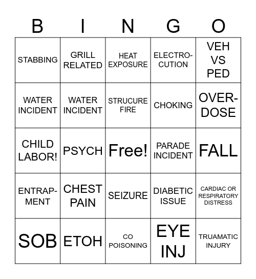 LABOR DAY BINGO Card