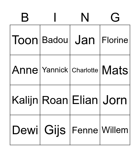 Mentorklas GSS Bingo Card