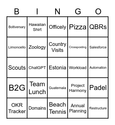 Culture @ Central Ops Bingo Card