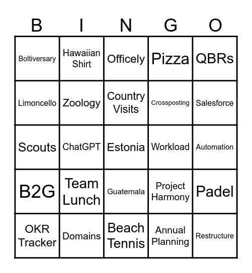 Culture @ Central Ops Bingo Card