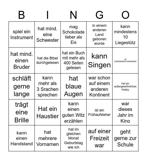 Konfi Bingo Card