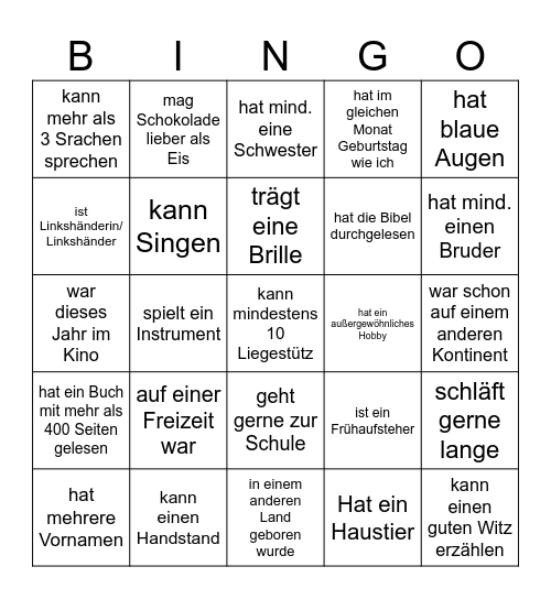 Konfi Bingo Card