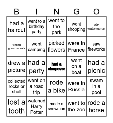 Cross a square if you... Bingo Card