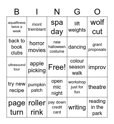 Autumn Bingo Card