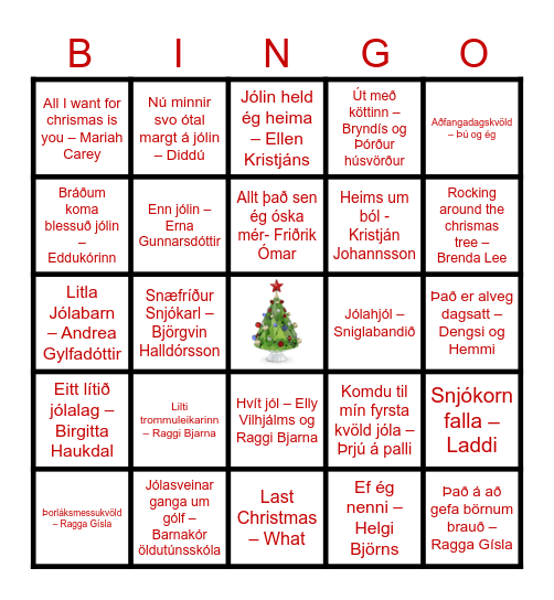 Jóla tónlist Bingo Card