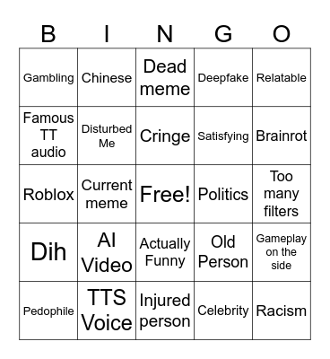 Instagram Reels Bingo Card