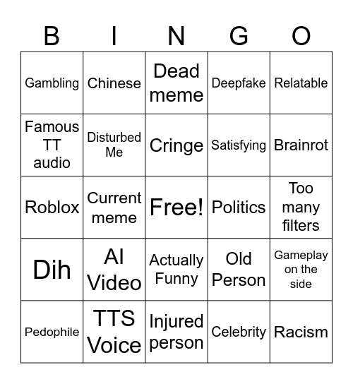 Instagram Reels Bingo Card