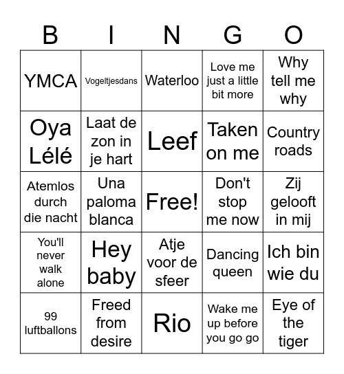 Muziek bingo Card