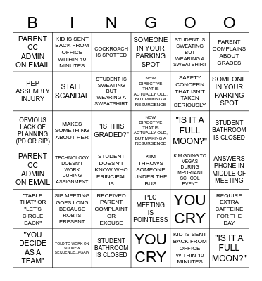 2025-2026 SCHOOL YEAR Bingo Card