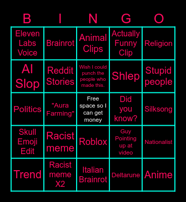 TikTok Bingo (I hate myself for this please help) Bingo Card