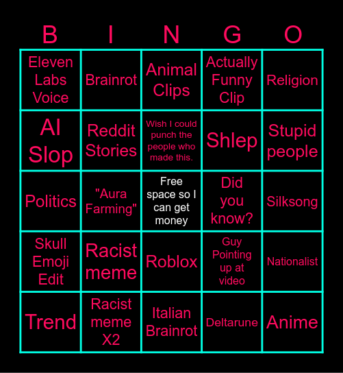 TikTok Bingo (I hate myself for this please help) Bingo Card