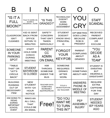 2025-2026 SCHOOL YEAR Bingo Card