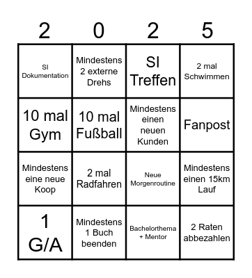 September Bingo Card