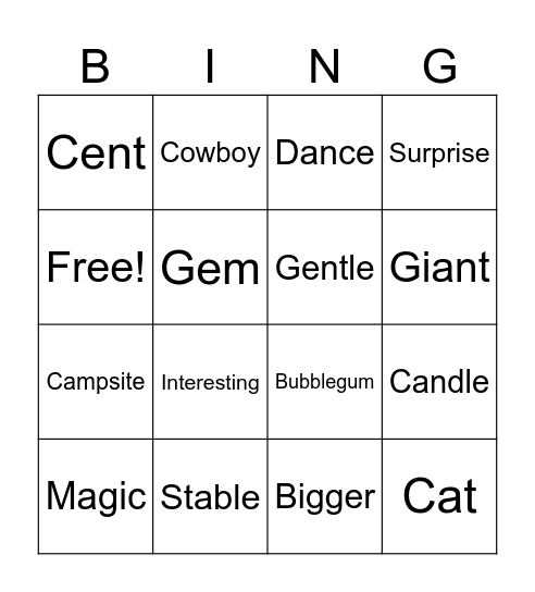 Week 3 spelling words Bingo Card
