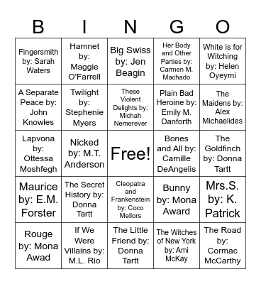 Fall Books Bingo Card