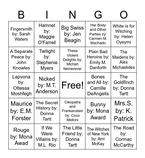 Fall Books Bingo Card