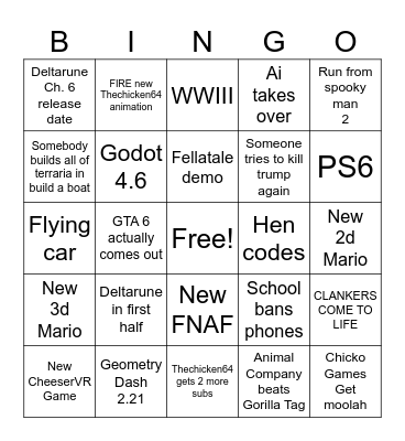 2026 bingo 🤑 Bingo Card