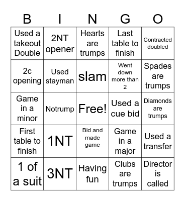 SBDC Bingo Card
