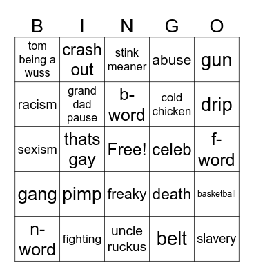 boondocks Bingo Card