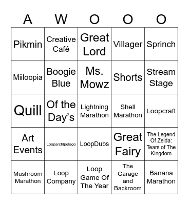Ralfonic Loop Anniversary (Round 1) Bingo Card