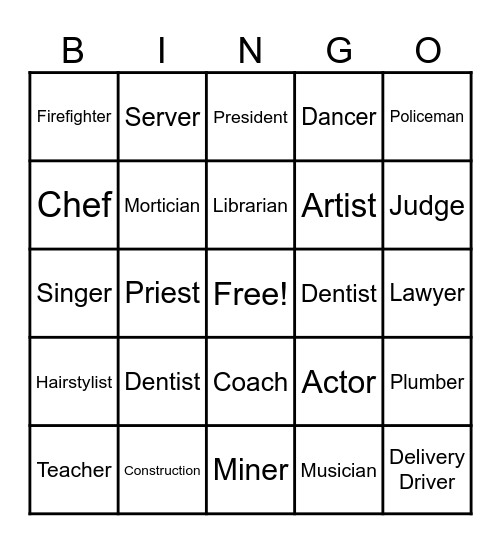 Labor Day Bingo Card