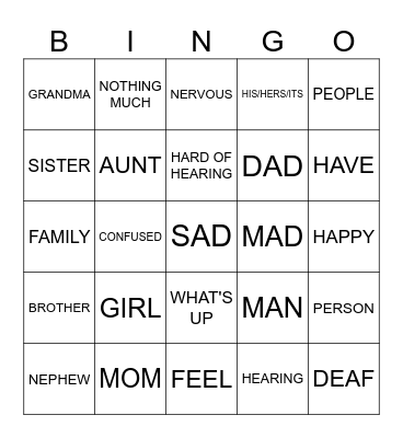 ASL Bingo Card