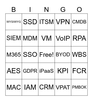 IT Alphabet Soup BINGO Card