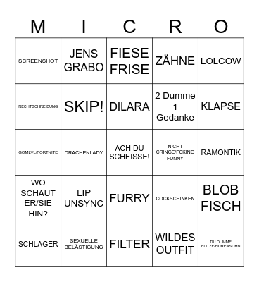PENSI Bingo Card