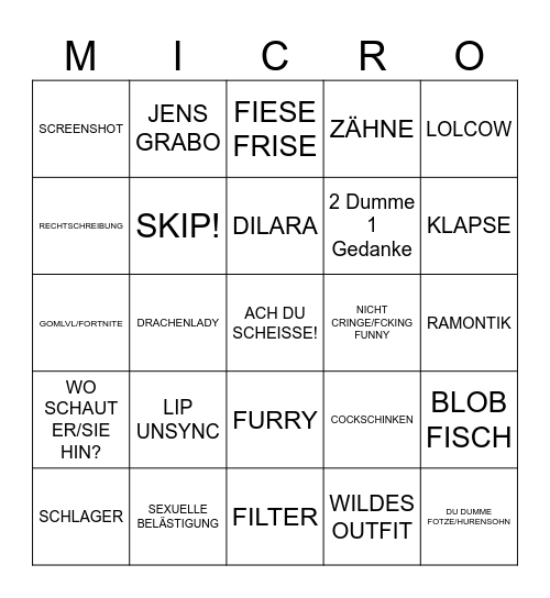 PENSI Bingo Card