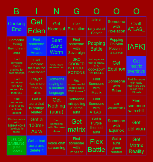 Ultimate Sols RNG Bingo Card
