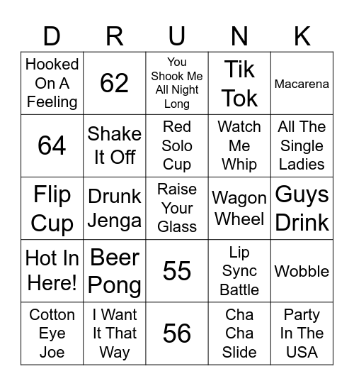 Drunk Bingo Card