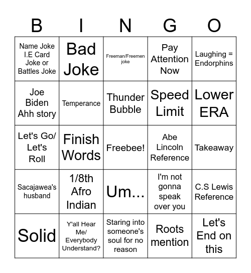 Catchphrases Bingo Card