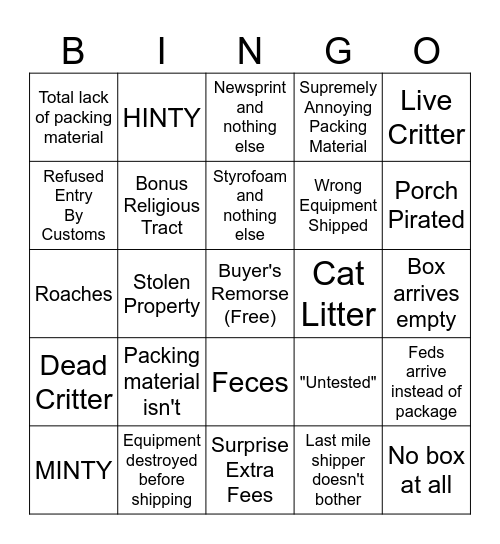 Retrocomputer Shipping Bingo Card