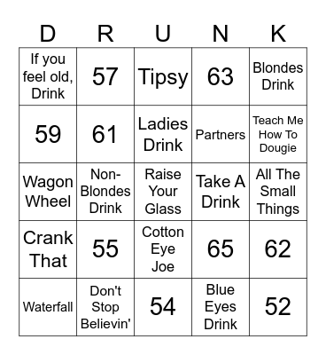 Drunk Bingo Card