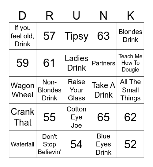 Drunk Bingo Card
