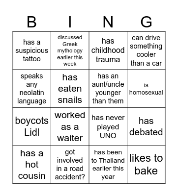 Debate bingo Card