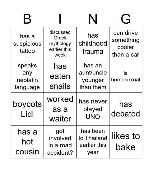 Debate bingo Card