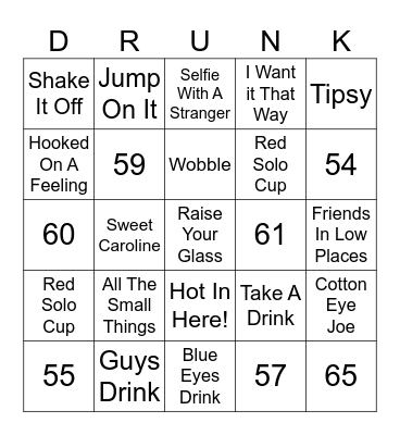 Drunk Bingo Card