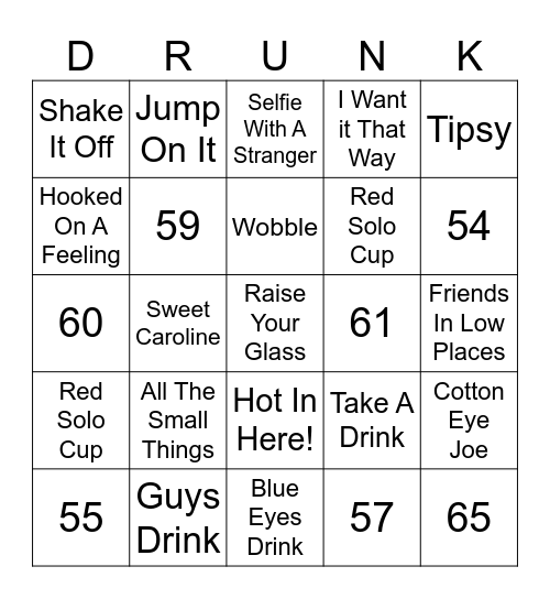 Drunk Bingo Card