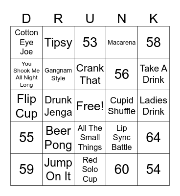 Drunk Bingo Card