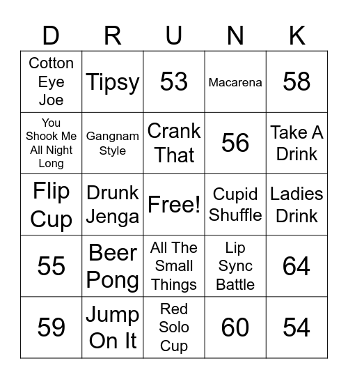 Drunk Bingo Card