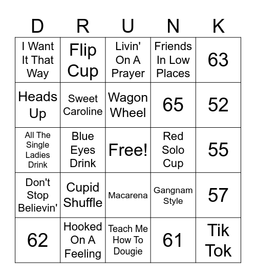 Drunk Bingo Card