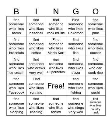 Find Someone Who... Bingo Card