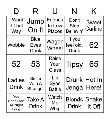 Drunk Bingo Card