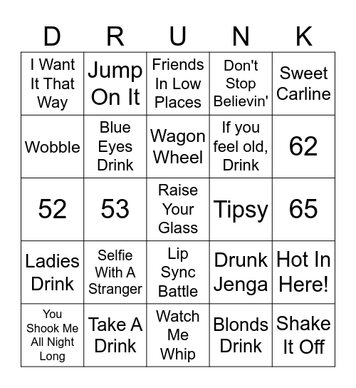 Drunk Bingo Card