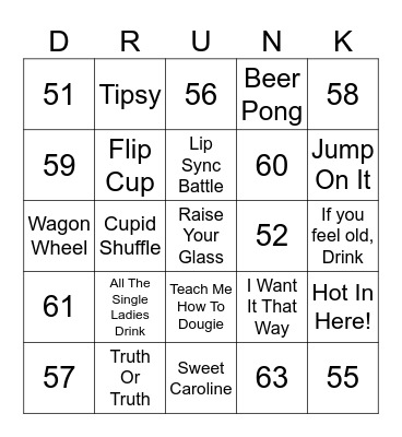 Drunk Bingo Card