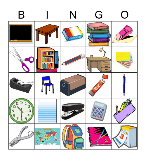 Classroom Items ESL Bingo Card