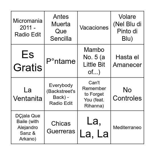 Bingo El Descontrol Bingo Card