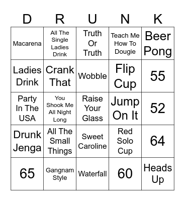 Drunk Bingo Card
